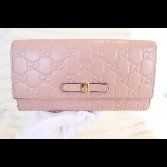 Gucci Pink Guccissima Leather Bow Cont. Wallet - Picture 8 of 12